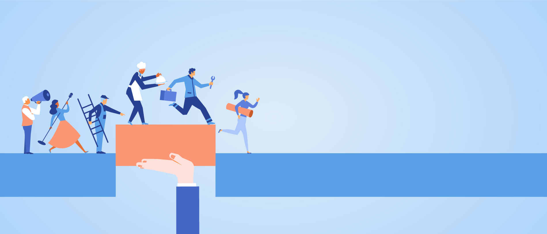 Personen überqueren eine Brücke Personen überqueren eine Brücke