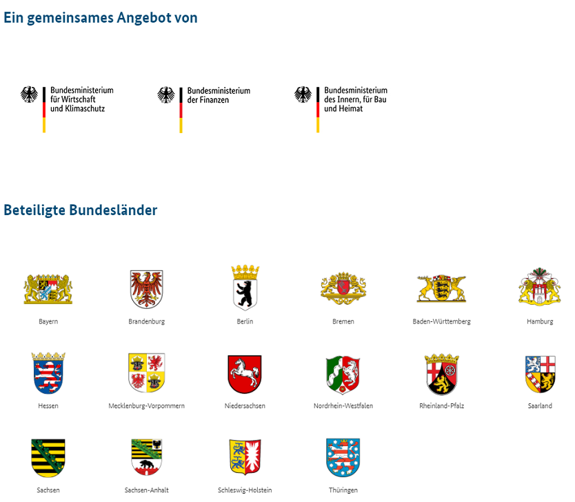 Logos von den Bundes-Ministerien und von den Bundes-Ländern