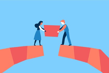 Zwei Personen halten ein Quadrat. Zwei Personen halten ein Quadrat.