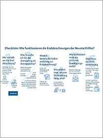 Cover der Publikation Checkliste: Wie funktionieren die Endabrechnungen der Neustarthilfen? 