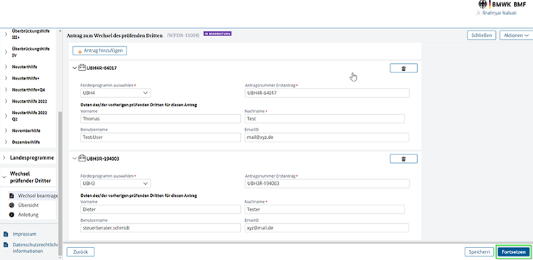zugefügte Anträge zugefügte Anträge